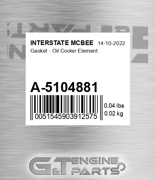 A-5104881 Gasket - Oil Cooler Element