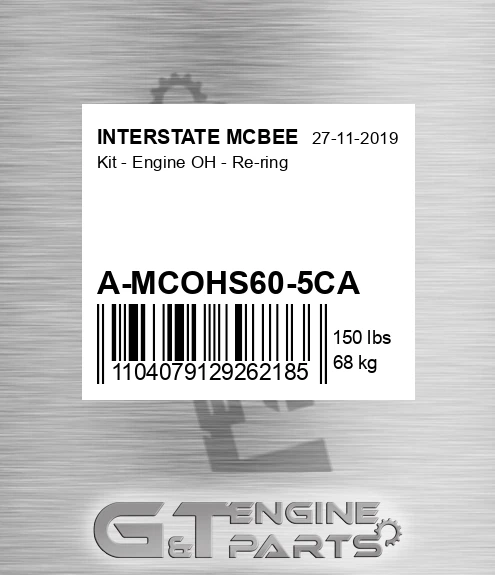 A-MCOHS60-5CA Kit - Engine Oh - Re-ring