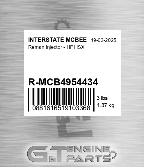 R-MCB4954434 Reman Injector - Hpi Isx