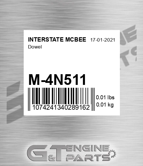M-4N511 Dowel for INTERSTATE MCBEE