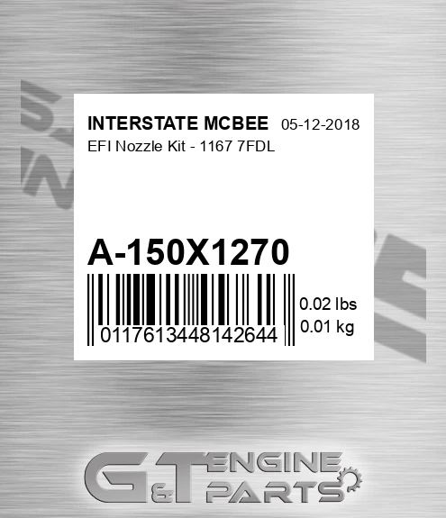 A-150X1270 Efi Nozzle Kit - 1167 7fdl