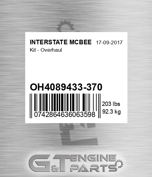 OH4089433-370 Kit - Overhaul