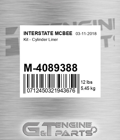 M-4089388 Kit - Cylinder Liner for INTERSTATE MCBEE