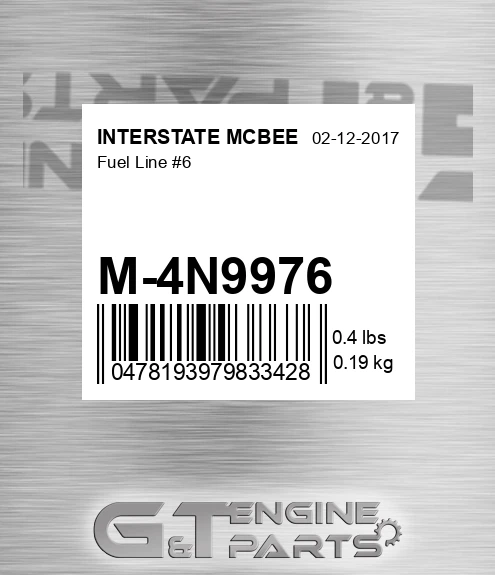 M-4N9976 Fuel Line #6 for INTERSTATE MCBEE
