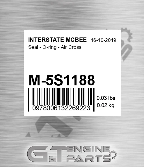 M-5S1188 Seal - O-ring - Air Cross for INTERSTATE MCBEE