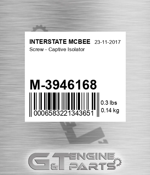 M-3946168 Screw - Captive Isolator