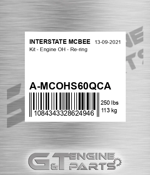 A-MCOHS60QCA Kit - Engine Oh - Re-ring