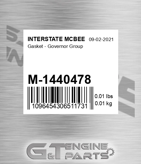 M-1440478 Gasket - Governor Group for INTERSTATE MCBEE