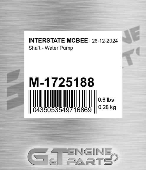 M-1725188 Shaft - Water Pump for INTERSTATE MCBEE