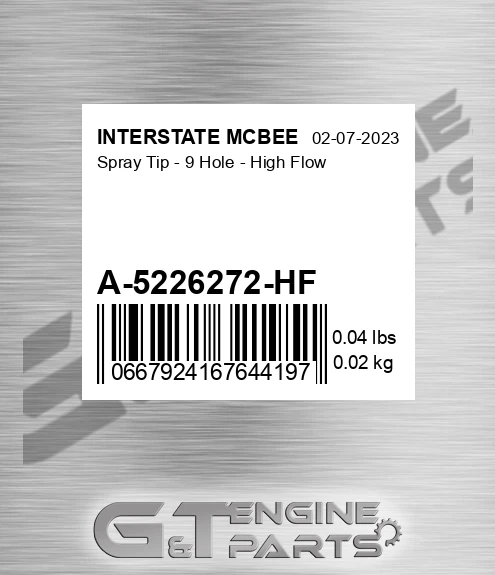 A-5226272-HF Spray Tip - 9 Hole - High Flow