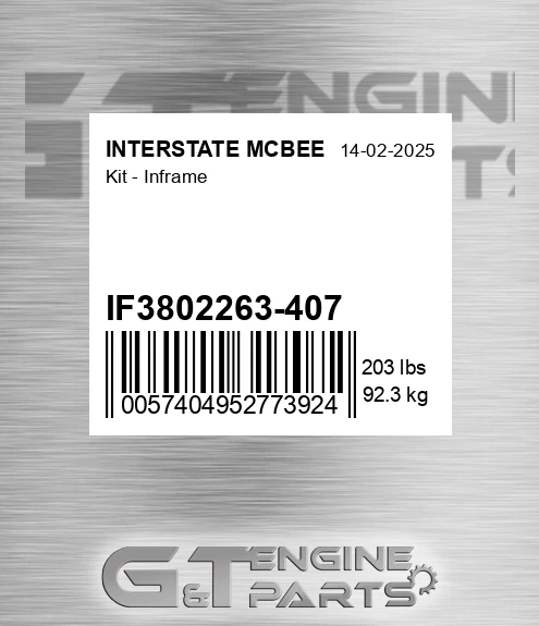IF3802263-407 INTERSTATE MCBEE Kit - Inframe