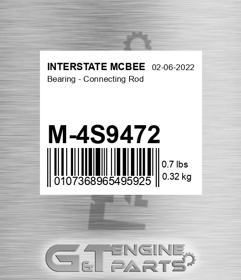 M-4S9472 Bearing - Connecting Rod for INTERSTATE MCBEE
