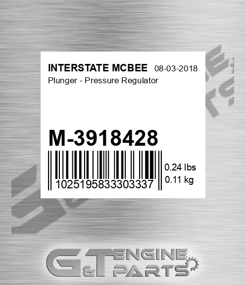 M-3918428 Plunger - Pressure Regulator