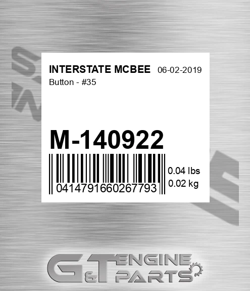 M-140922 Button - #35 for INTERSTATE MCBEE