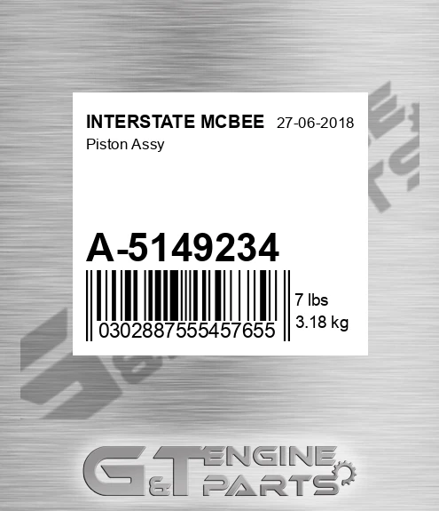 A-5149234 Piston Assy for INTERSTATE MCBEE