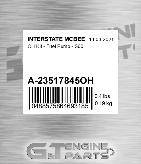 A-23517845OH Oh Kit - Fuel Pump - S60 for INTERSTATE MCBEE