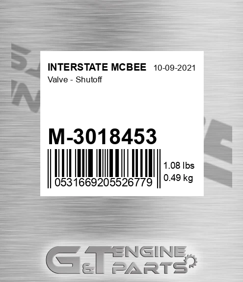 M-3018453 Valve - Shutoff for INTERSTATE MCBEE
