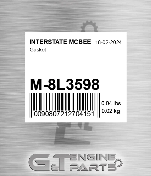 M-8L3598 Gasket for INTERSTATE MCBEE