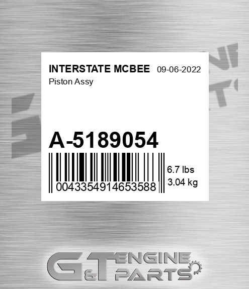 A-5189054 Piston Assy for INTERSTATE MCBEE