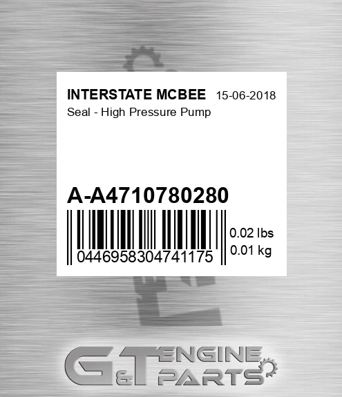 A-A4710780280 Seal - High Pressure Pump