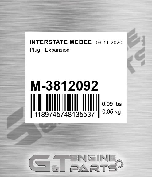 M-3812092 Plug - Expansion