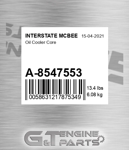 A-8547553 Oil Cooler Core for INTERSTATE MCBEE