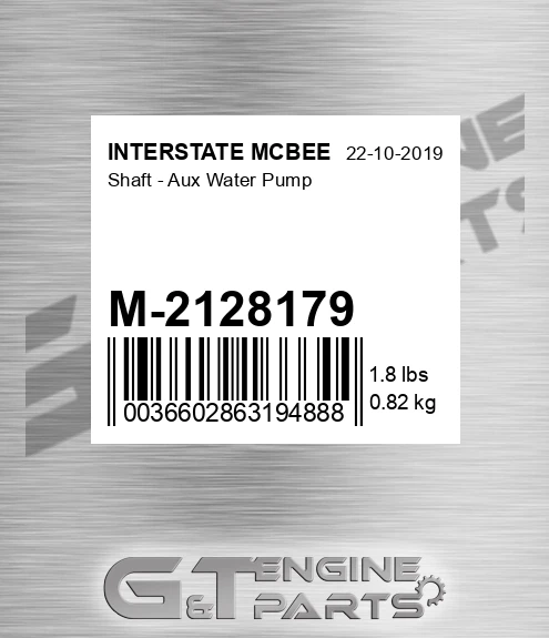 M-2128179 Shaft - Aux Water Pump for INTERSTATE MCBEE