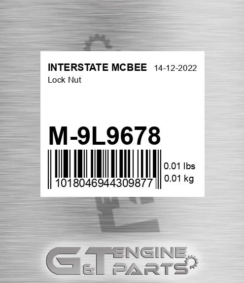 M-9L9678 Lock Nut for INTERSTATE MCBEE