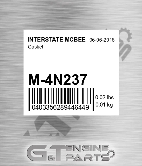 M-4N237 Gasket for INTERSTATE MCBEE