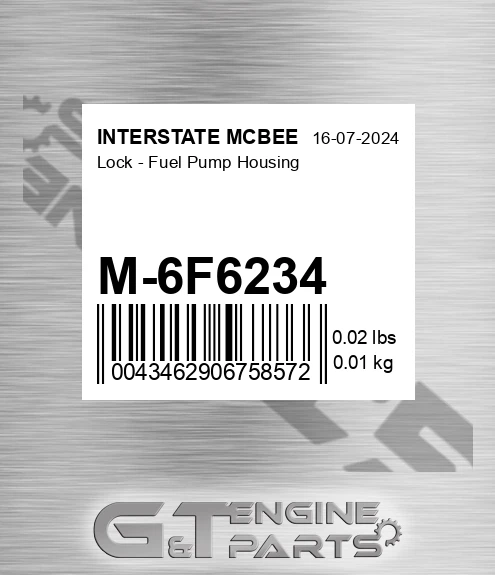 M-6F6234 Lock - Fuel Pump Housing for INTERSTATE MCBEE