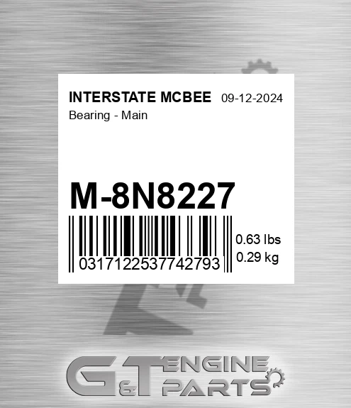 M-8N8227 Bearing - Main for INTERSTATE MCBEE