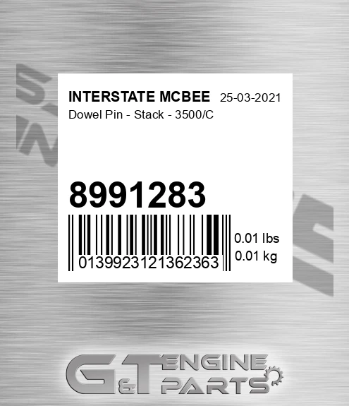 8991283 Dowel Pin - Stack - 3500/c