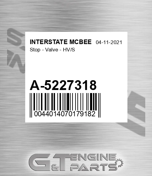 A-5227318 Stop - Valve - Hv/s