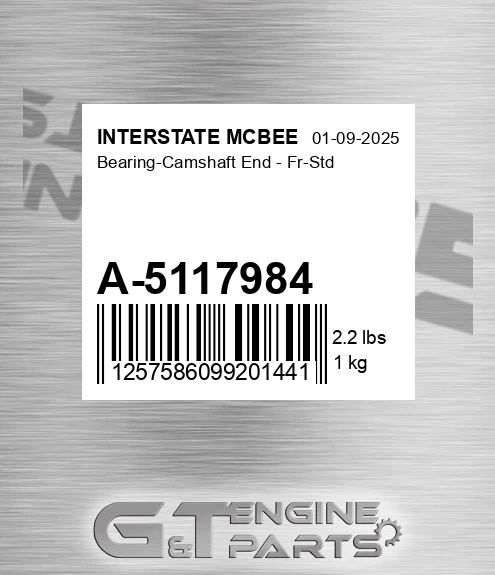 A-5117984 Bearing-camshaft End - Fr-std
