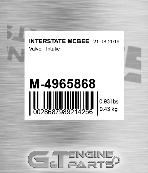 M-4965868 Valve - Intake