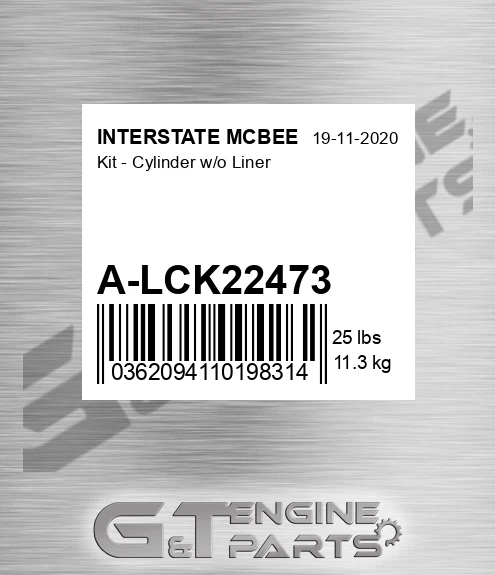 A-LCK22473 Kit - Cylinder W/o Liner