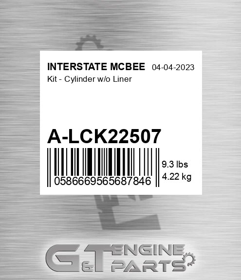 A-LCK22507 Kit - Cylinder W/o Liner