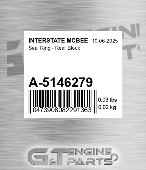 A-5146279 Seal Ring - Rear Block