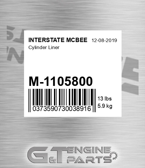 M-110-5800 Cylinder Liner for INTERSTATE MCBEE