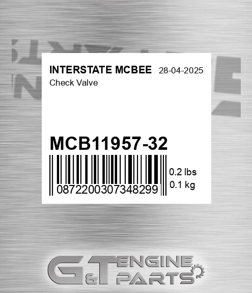 MCB11957-32 Check Valve for INTERSTATE MCBEE