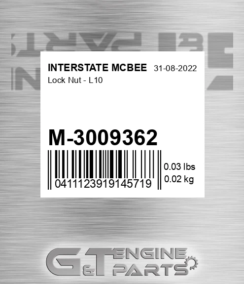 M-3009362 Lock Nut - L10 for INTERSTATE MCBEE