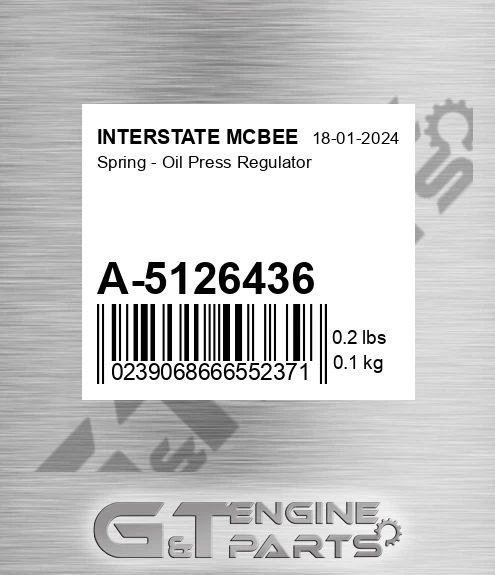 A-5126436 Spring - Oil Press Regulator