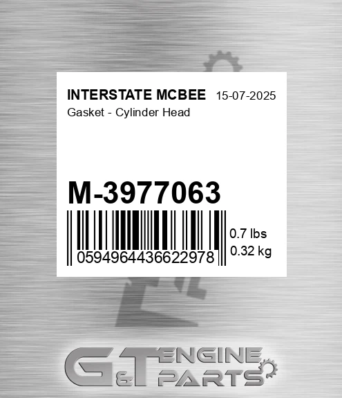 M-3977063 Gasket - Cylinder Head