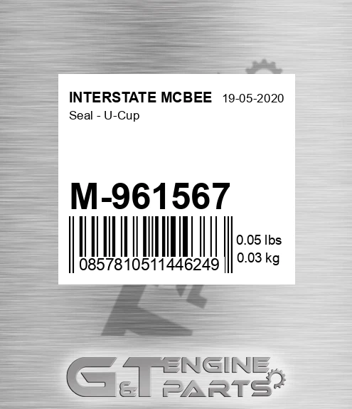 M-961567 Seal - U-cup for INTERSTATE MCBEE