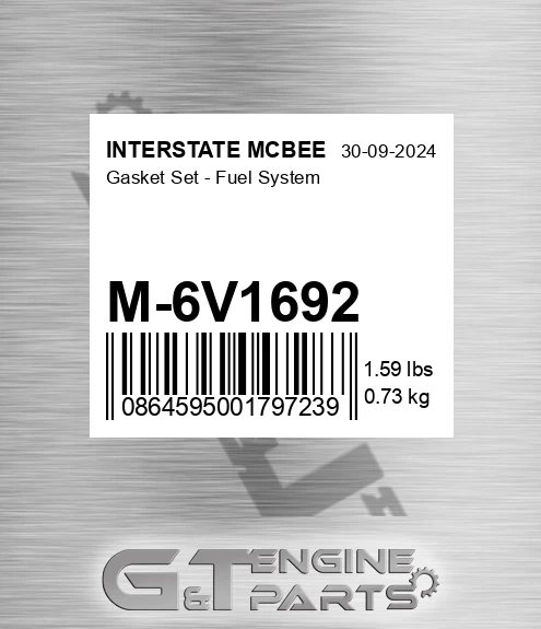M-6V1692 Gasket Set - Fuel System for INTERSTATE MCBEE