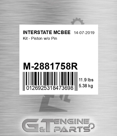 M-2881758R Kit - Piston W/o Pin