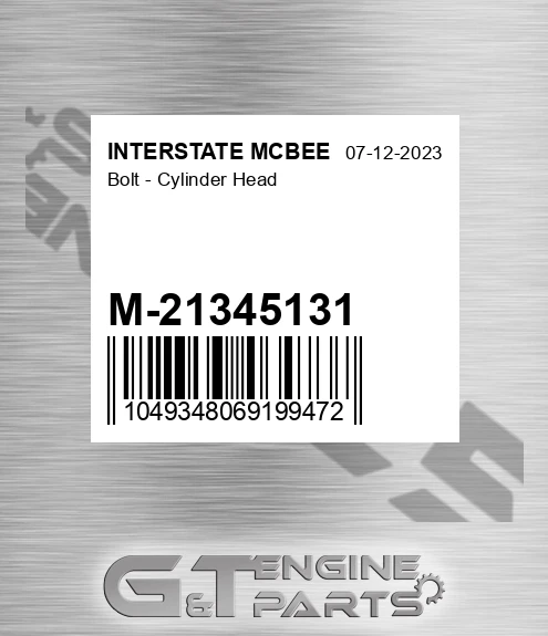 M-21345131 Bolt - Cylinder Head
