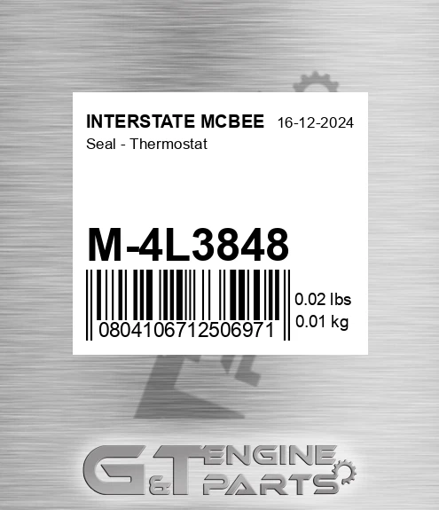 M-4L3848 Seal - Thermostat for INTERSTATE MCBEE