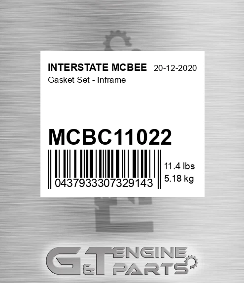 MCBC11022 Gasket Set - Inframe