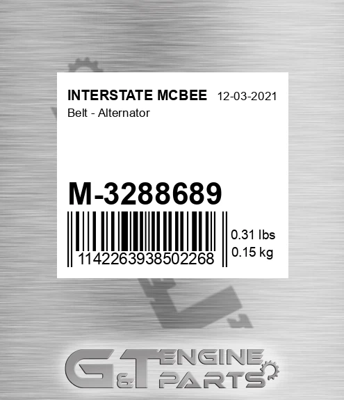 M-3288689 Belt - Alternator for INTERSTATE MCBEE